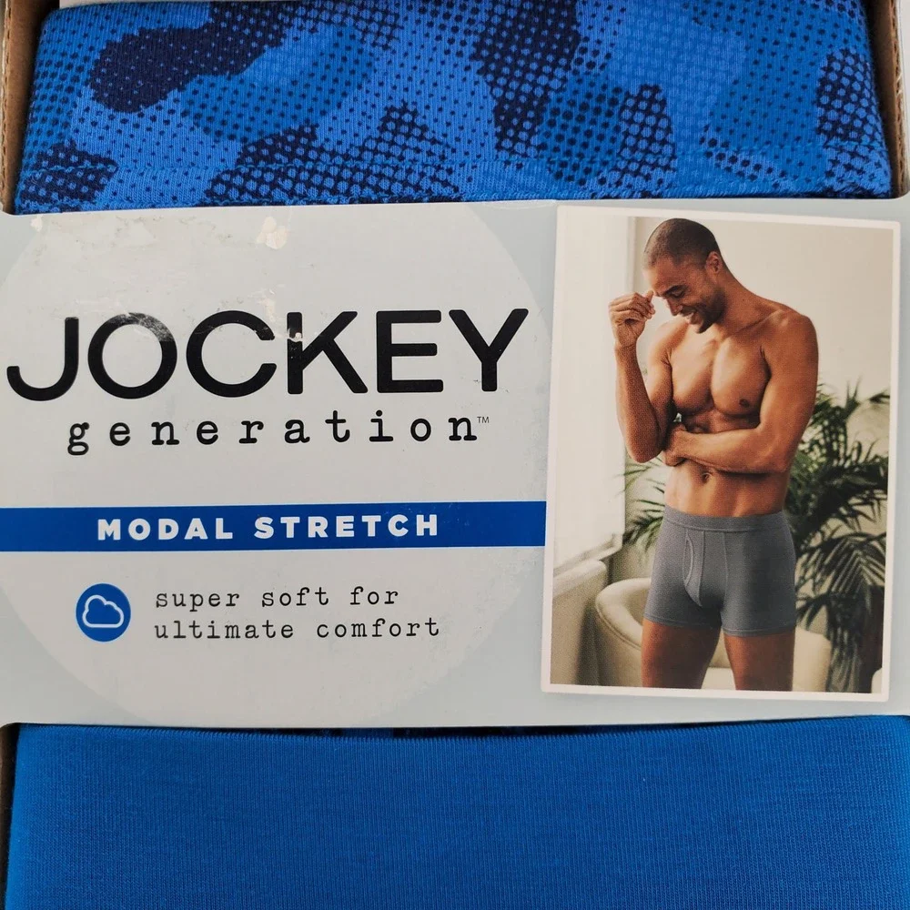 Jockey Generation Mens XL Modal Stretch Trunks 2 Pack Blue Camo 40-42 New 006943